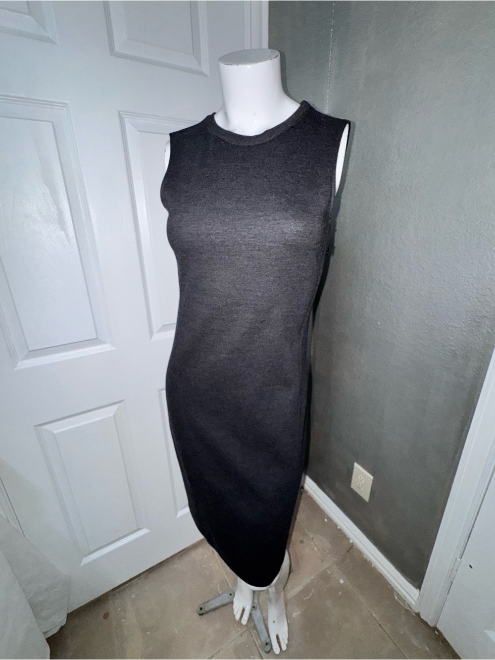 Theory Charcoal Sleeveless Knit Sheath Dress